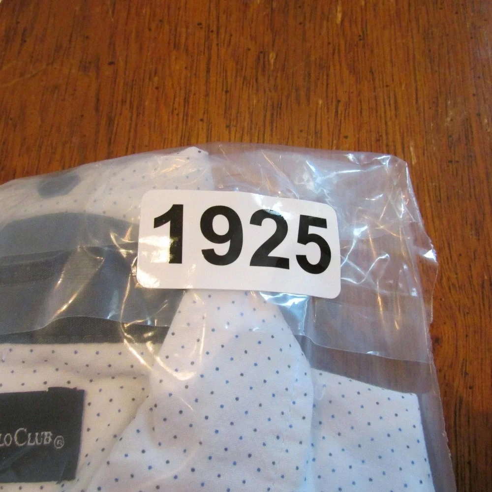 Beverly Hills Polo Club Shirt Mens Large White‎ Polka Dot Short Sleeve Button